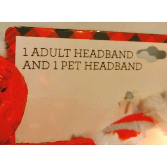 Christmas Pet Matching Santa Hat Headbands One Size Sequin Faux Fur Holiday - Picture 3 of 5